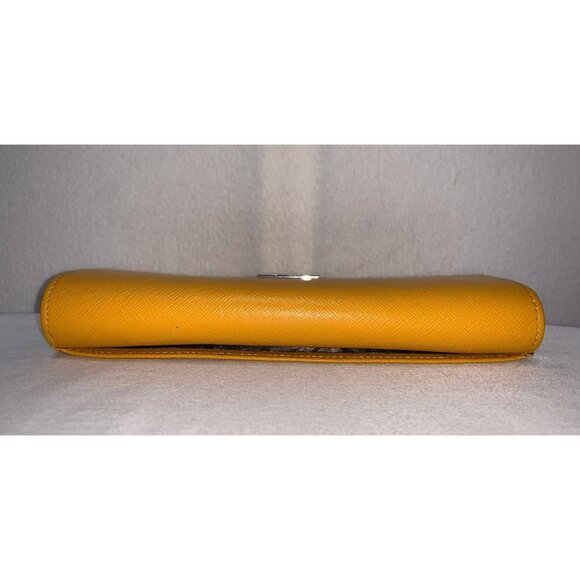 FINAL PRICE DROP Furla Leather Envelope Wallet Accordion Snap Mustard Yellow - Picture 3 of 13